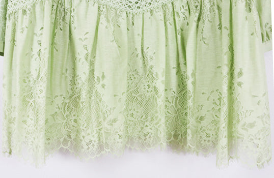 Self-Portrait - Green lace minidress